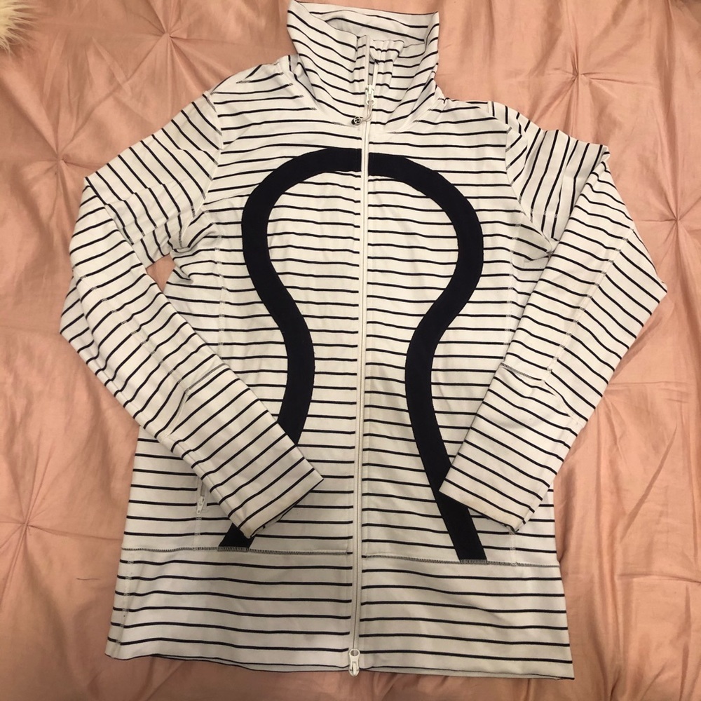 Navy and white lululemon zip up